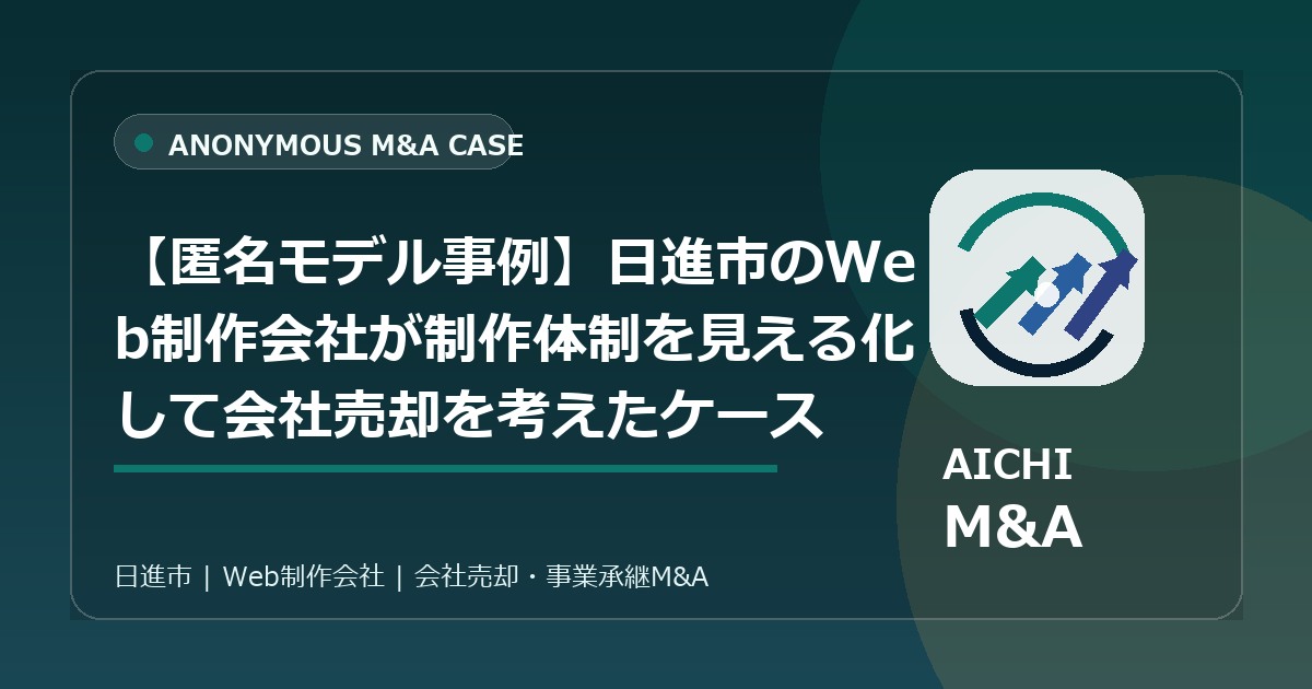 【匿名モデル事例】日進市のWeb制作会社が制作体制を見える化して会社売却を考えたケース