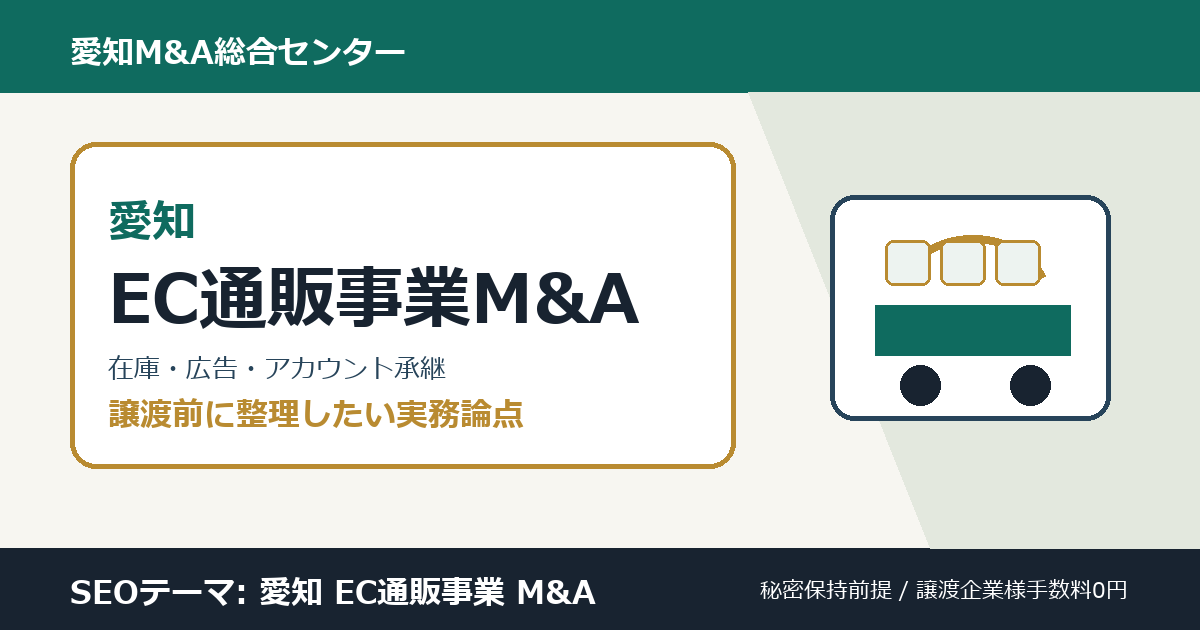 愛知のEC通販事業M&Aで確認したい在庫、広告、モールアカウント、顧客データ、物流の論点