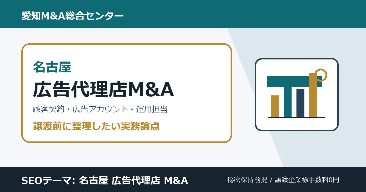 名古屋の広告代理店・Webマーケティング会社M&Aで確認したい顧客契約、広告アカウント、運用担当者、制作物権利の論点