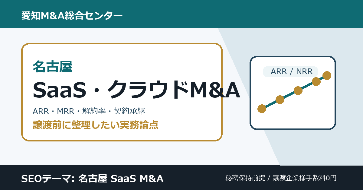 名古屋のSaaS・クラウドサービスM&Aで確認したいARR、MRR、解約率、契約承継、開発体制の論点