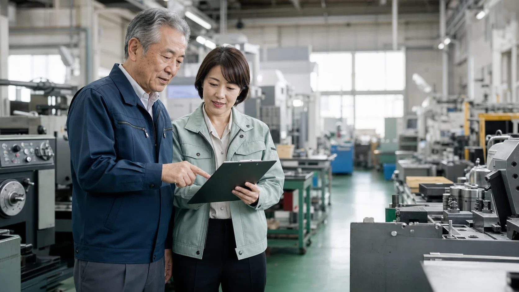 愛知の製造現場で事業価値を確認する経営者とアドバイザー