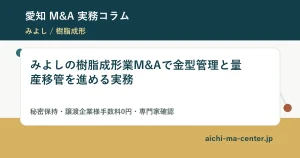 みよしの樹脂成形業M&Aで金型管理と量産移管を進める実務?????????